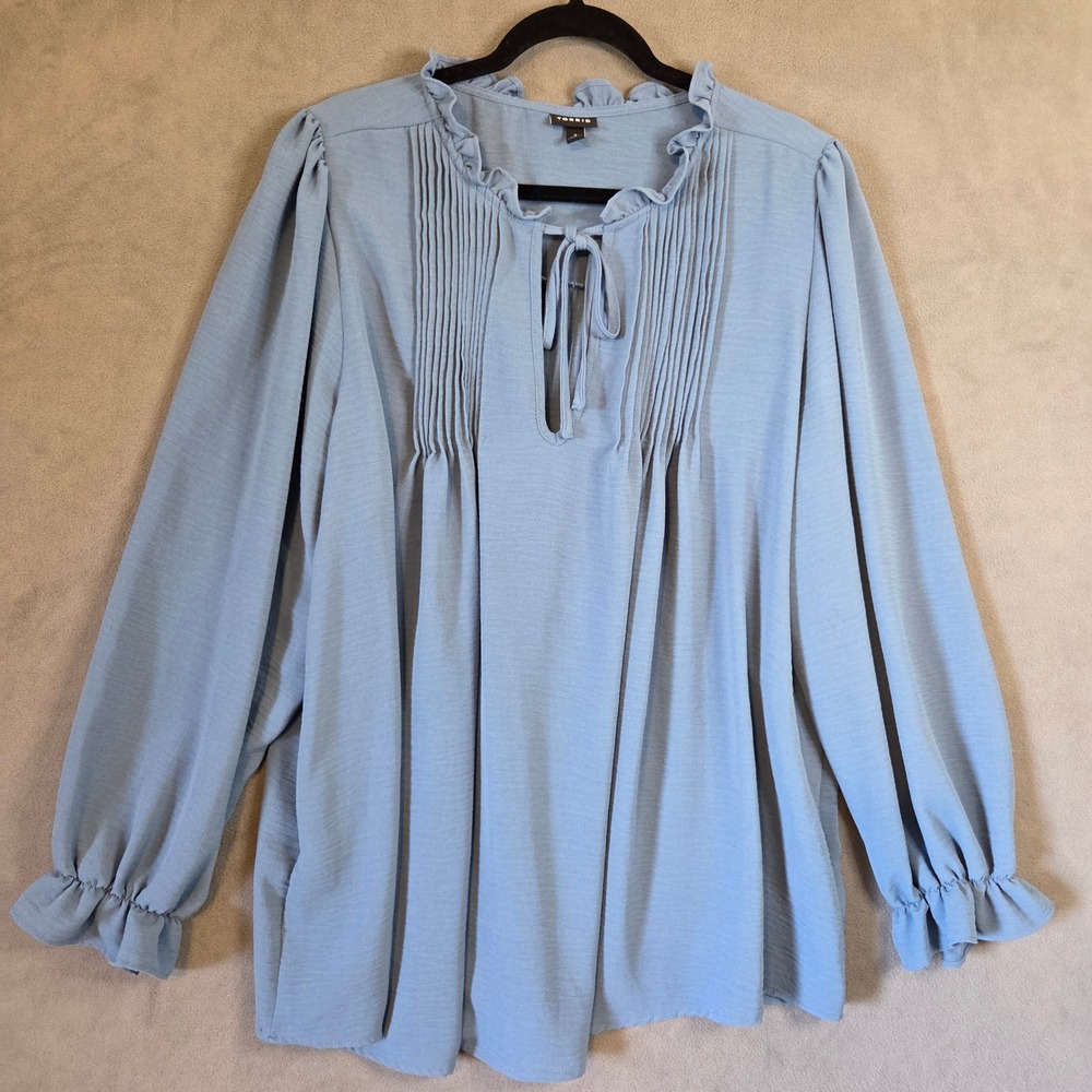 Torrid Peasant Top Women's Size 2 Pintuck Ruffle Boho Cottage Coquette Ethereal